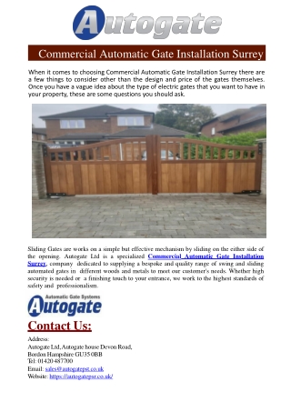 Commercial Automatic Gate Installation Surrey