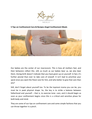 5 Tips on Confinement Care & Recipes