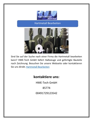 Hartmetall Bearbeiten