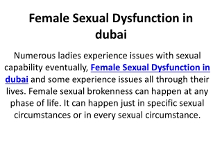 Female Sexual Dysfunction in