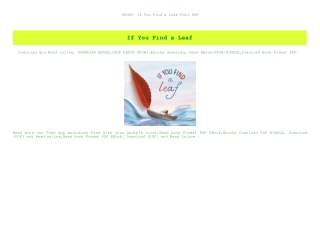 [BOOK] If You Find a Leaf Full PDF