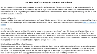 The Best Men’s Scarves for Autumn and Winter