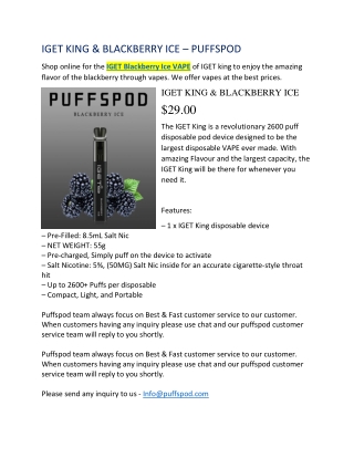 IGET KING & BLACKBERRY ICE – PUFFSPOD