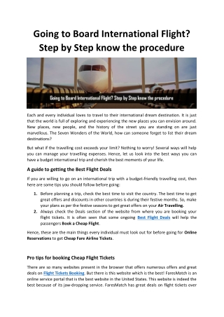 Going to Board International Flight Step by Step know the procedure
