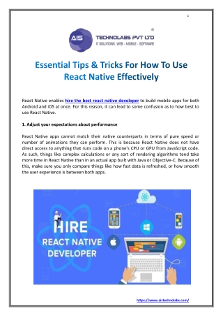 Essential Tips and Tricks for How to Use React Native Effectively