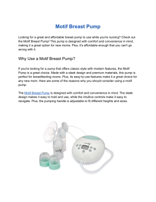 Motif Breast Pump