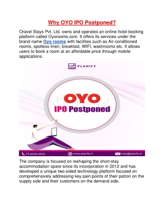 WHY OYO IPO POSTPONED