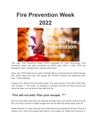 Fire Prevention Week 2022