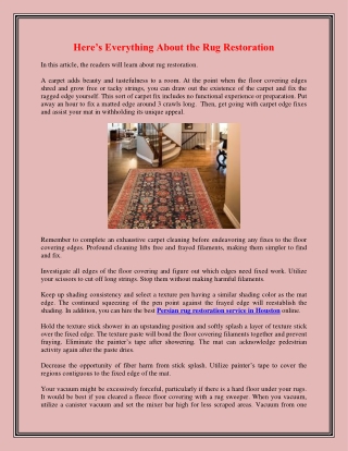 Here’s Everything About the Rug Restoration