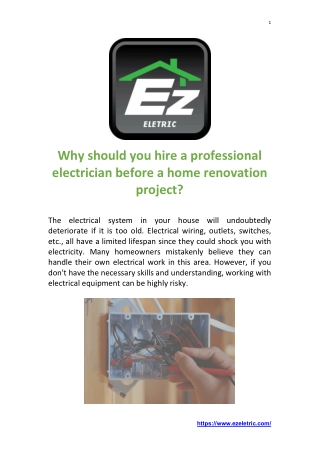 why should you hire a professional electrician before a home renovation project