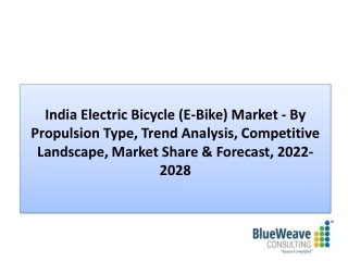 India Electric Bicycle (E-Bike) Market Growth, Forecast 2022-2028