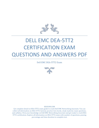 Dell EMC DEA-5TT2 Certification Exam Questions and Answers PDF