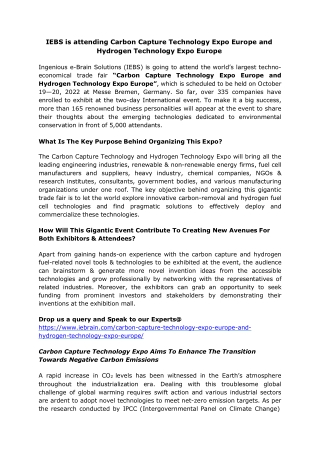 Carbon Capture Technology Expo Europe