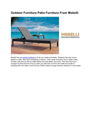 Outdoor Furniture Patio Furniture From Mobelli