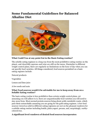 Some Fundamental Guidelines for Balanced Alkaline Diet