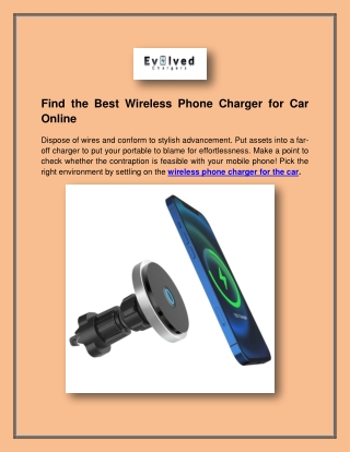 Find the Best Wireless Phone Charger for Car Online