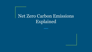 Net Zero Carbon Emissions Explained