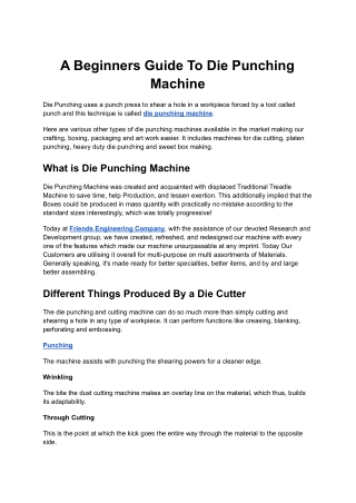 Die Punching Machine