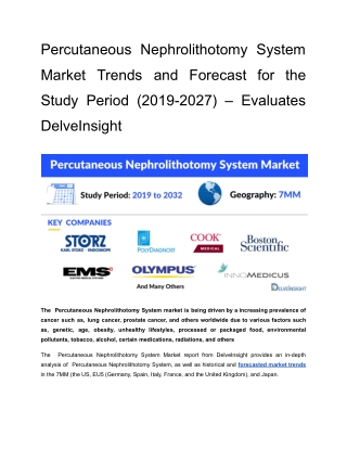 Percutaneous Nephrolithotomy System Market Insighst and Forecast