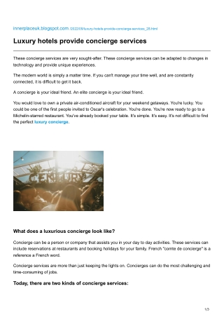 ``Luxury hotels provide concierge services
