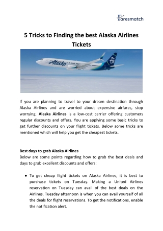 Find the best Alaska Airlines Tickets - FaresMatch