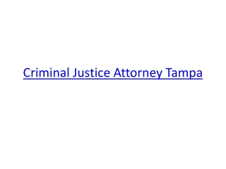 Criminal Justice Attorney Tampa