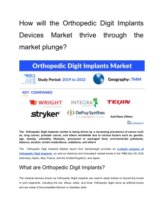 Orthopedic Digit Implants Market Insights and Forecast