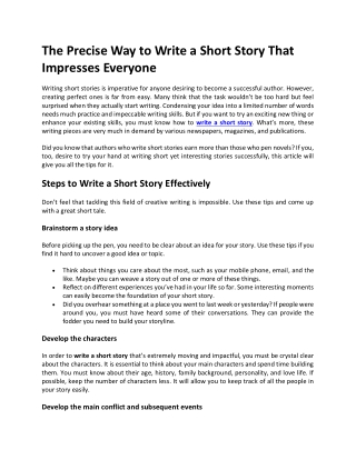 How To Write A Short Story: A Useful Guide For Writers