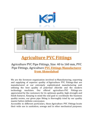 Agriculture PVC Fittings
