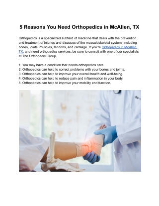 5 Reasons You Need Orthopedics in McAllen, TX