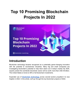 Top 10 Promising Blockchain Projects In 2022