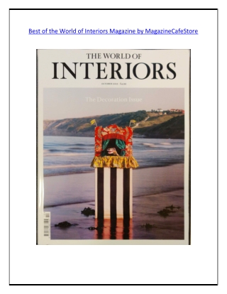 Best of the World of Interiors Magazine by MagazineCafeStore