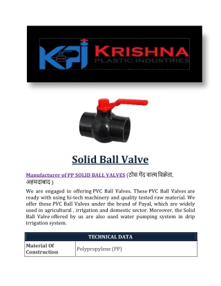 Solid Ball Valves