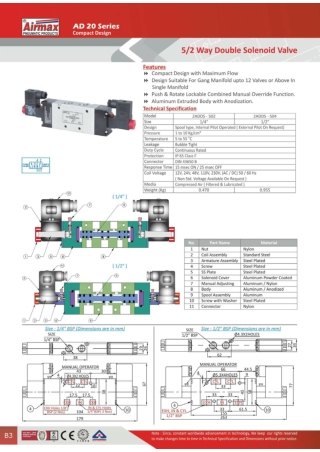 5/2 Way Double Solenoid Valve