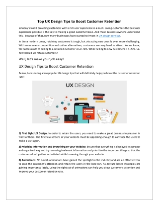 Top UX Design Tips to Boost Customer Retention