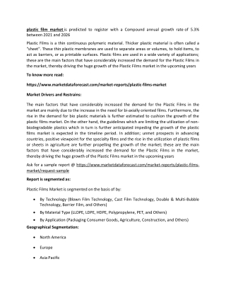 Plastic Films Market