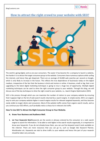 How to attract the right crowd to your website with SEO?
