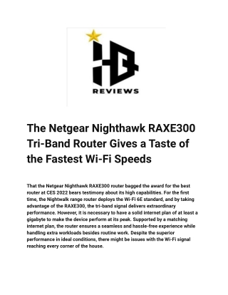 The Netgear Nighthawk RAXE300 Tri-Band Router Gives a Taste of the Fastest Wi-Fi Speeds