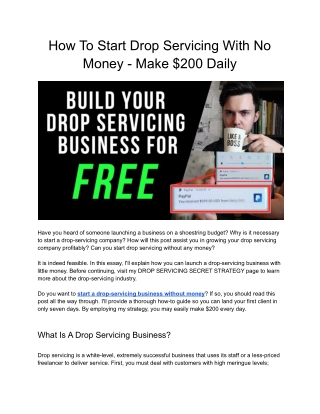 How To Start Drop Servicing With No Money - Make $200 Daily