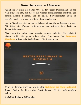 Bestes Restaurant in Rüdesheim