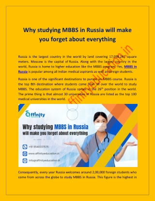 Why studying MBBS in Russia will make you forget about everything