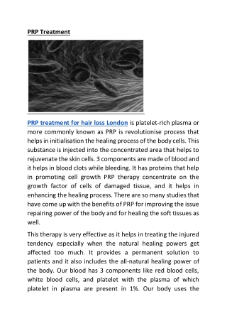 PRP treatment for hair loss London