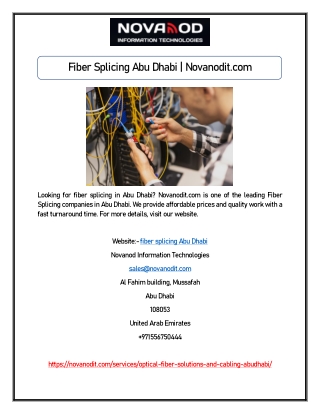 Fiber Splicing Abu Dhabi | Novanodit.com