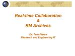 Real-time Collaboration KM Archives Dr. Tom Pierce Research and Engineering IT
