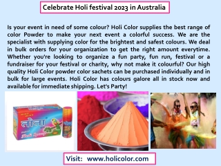 Holi Color in Australia - Celebrate Holi festival 2023 in Australia