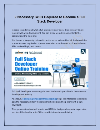9 Necessary Skills Required to Become a Full Stack Developer
