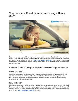 Why not use a Smartphone while Driving a Rental Car