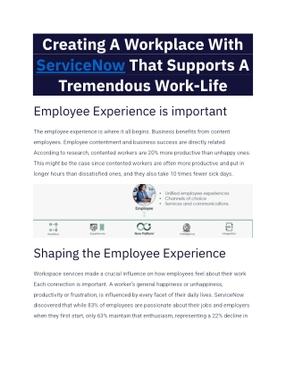 Creating A Workplace With ServiceNow That Supports A Tremendous Work