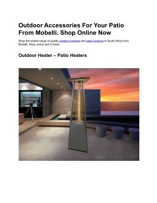 Outdoor Accessories For Your Patio From Mobelli. Shop Online Now