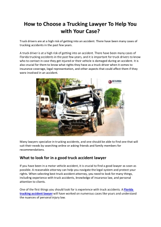How to Choose a Trucking Lawyer To Help You with Your Case